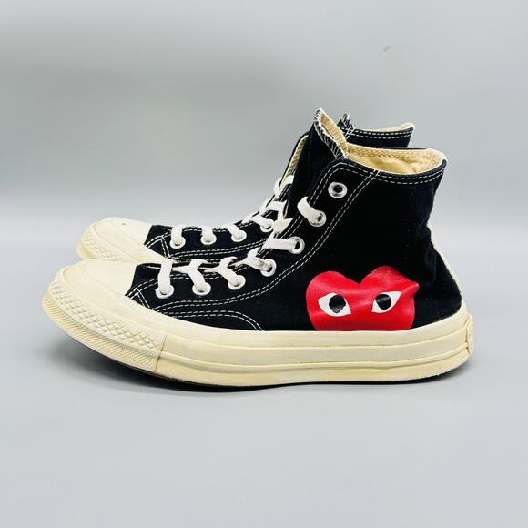 Converse Shoes Womens 8 Black Comme Des Garcons Play Chuck 70 High Top Sneakers - Picture 3 of 10